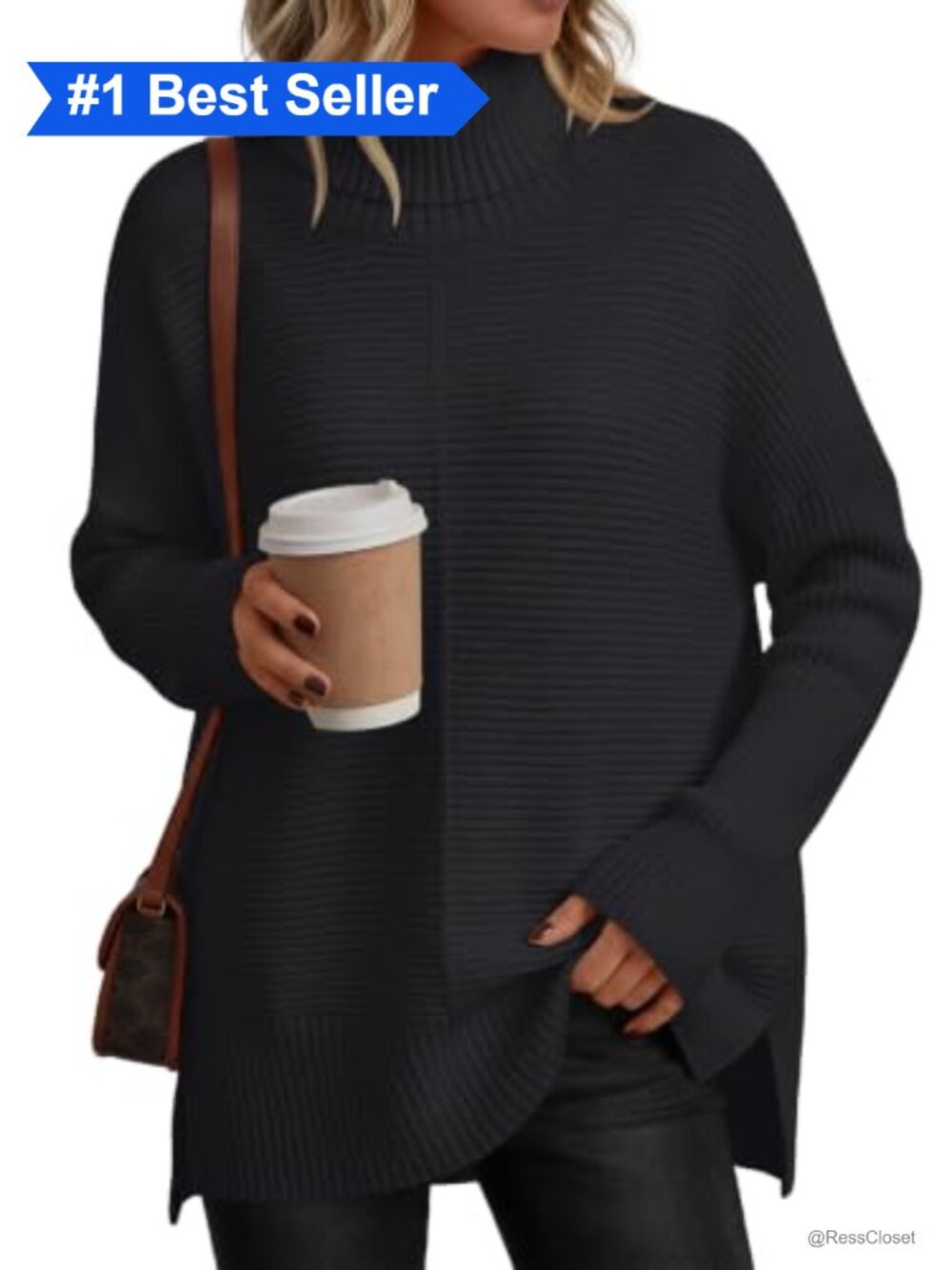 Oversized Turtleneck Sweater Soft Stretchy Knit Long Pullover Tunic